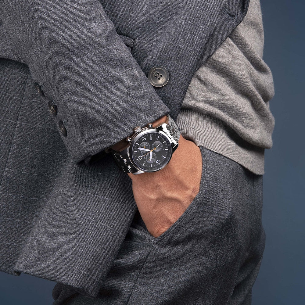 CADISEN New Mens Sports Quartz Watches Swiss ISA Cal.8171 movement Top Brand Sapphire Waterproof Chronograph Luxury Reloj Hombre The Clothing Company Sydney