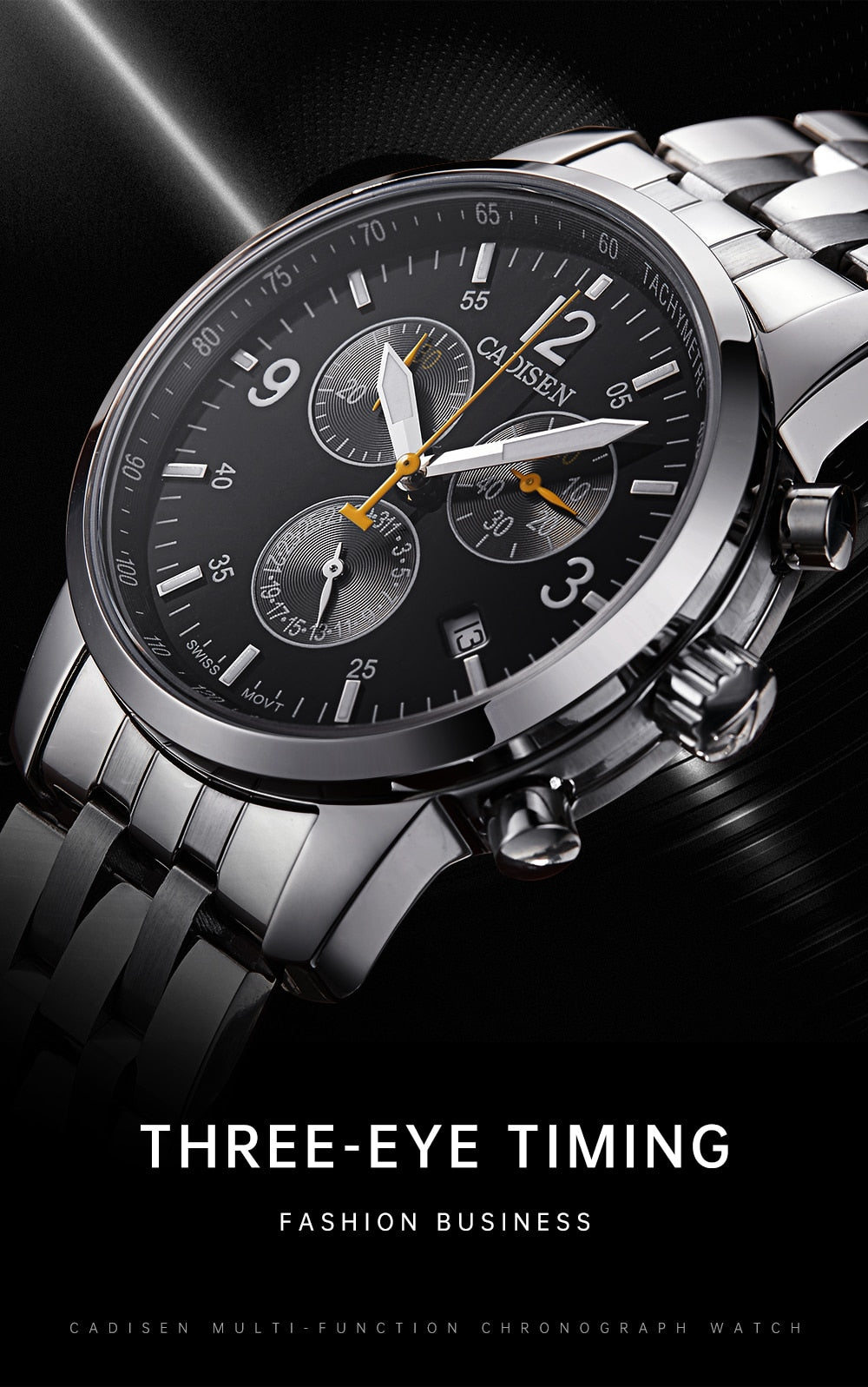 CADISEN New Mens Sports Quartz Watches Swiss ISA Cal.8171 movement Top Brand Sapphire Waterproof Chronograph Luxury Reloj Hombre The Clothing Company Sydney