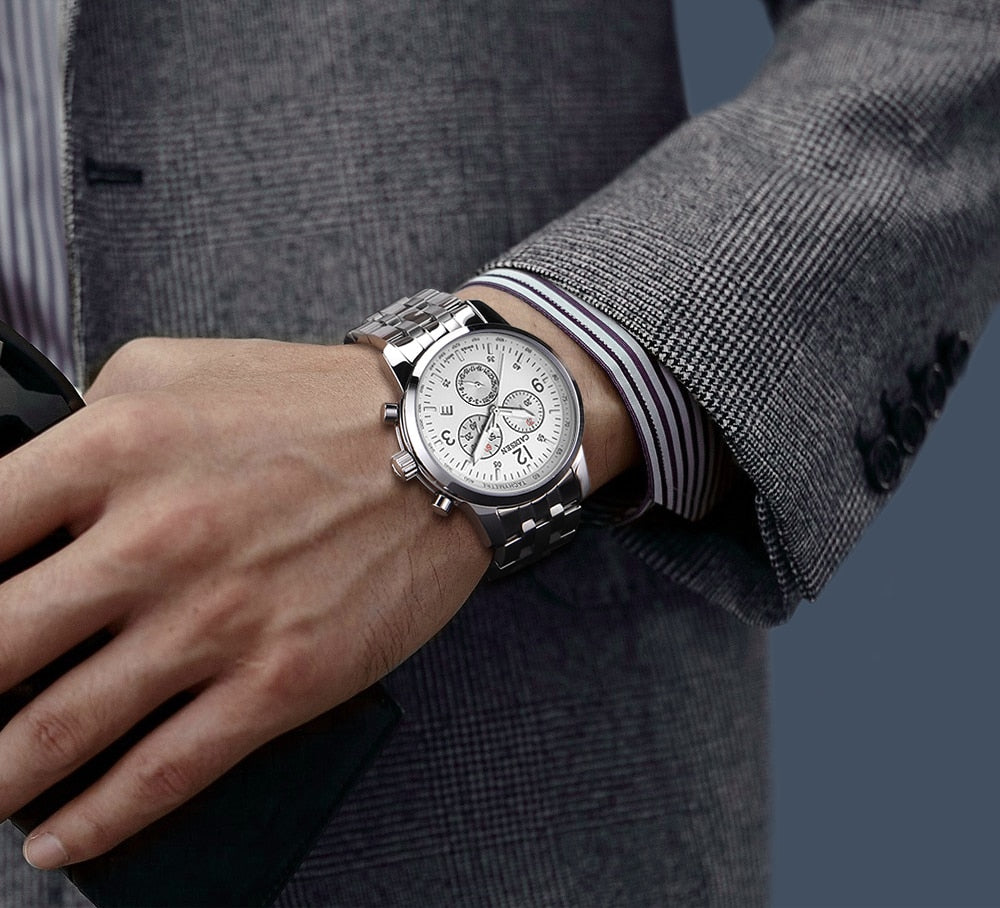 CADISEN New Mens Sports Quartz Watches Swiss ISA Cal.8171 movement Top Brand Sapphire Waterproof Chronograph Luxury Reloj Hombre The Clothing Company Sydney