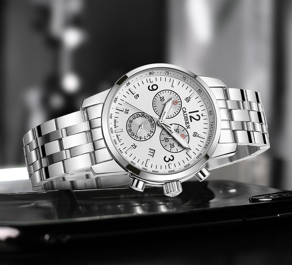 CADISEN New Mens Sports Quartz Watches Swiss ISA Cal.8171 movement Top Brand Sapphire Waterproof Chronograph Luxury Reloj Hombre The Clothing Company Sydney