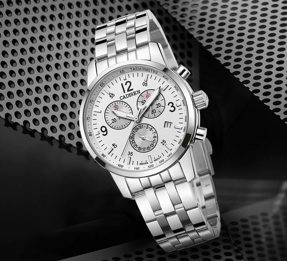 CADISEN New Mens Sports Quartz Watches Swiss ISA Cal.8171 movement Top Brand Sapphire Waterproof Chronograph Luxury Reloj Hombre The Clothing Company Sydney