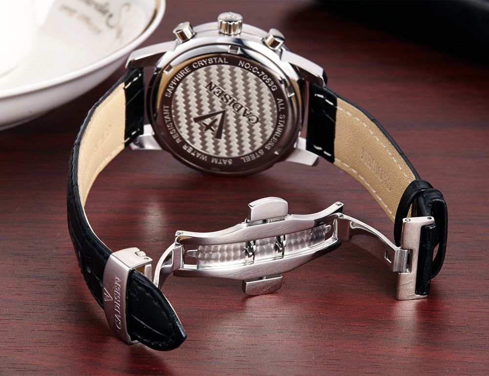 CADISEN New Mens Sports Quartz Watches Swiss ISA Cal.8171 movement Top Brand Sapphire Waterproof Chronograph Luxury Reloj Hombre The Clothing Company Sydney