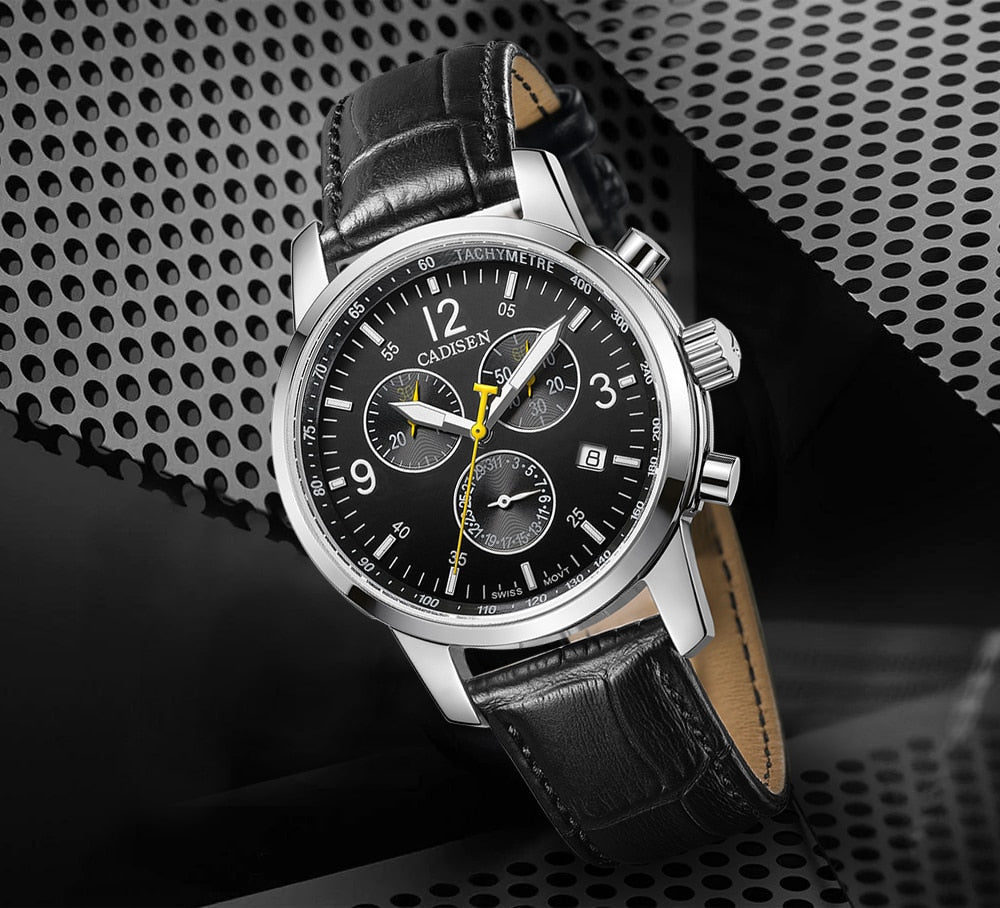 CADISEN New Mens Sports Quartz Watches Swiss ISA Cal.8171 movement Top Brand Sapphire Waterproof Chronograph Luxury Reloj Hombre The Clothing Company Sydney