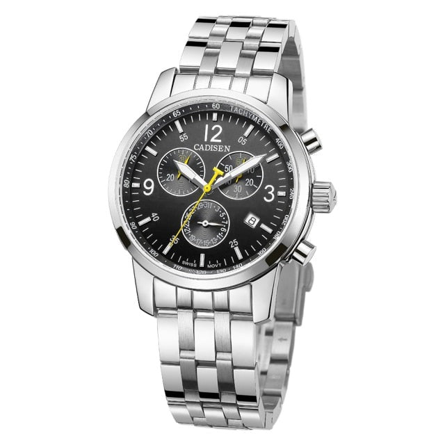 CADISEN New Mens Sports Quartz Watches Swiss ISA Cal.8171 movement Top Brand Sapphire Waterproof Chronograph Luxury Reloj Hombre The Clothing Company Sydney
