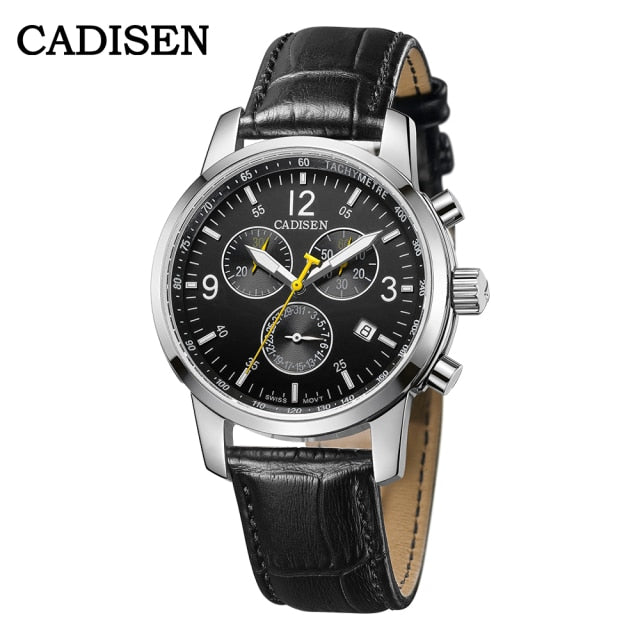 CADISEN New Mens Sports Quartz Watches Swiss ISA Cal.8171 movement Top Brand Sapphire Waterproof Chronograph Luxury Reloj Hombre The Clothing Company Sydney