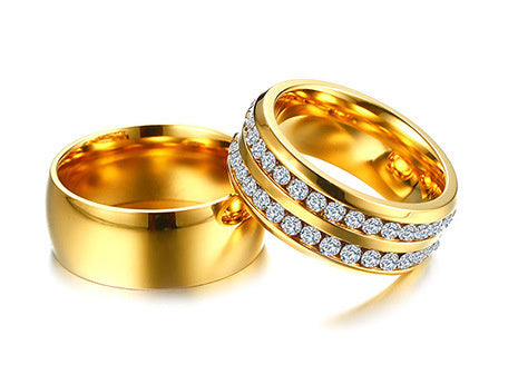 Classic Wedding Rings for Women Men Gold Colour Stainless Steel Couple Band Anniversary Personalized Ring The Clothing Company Sydney