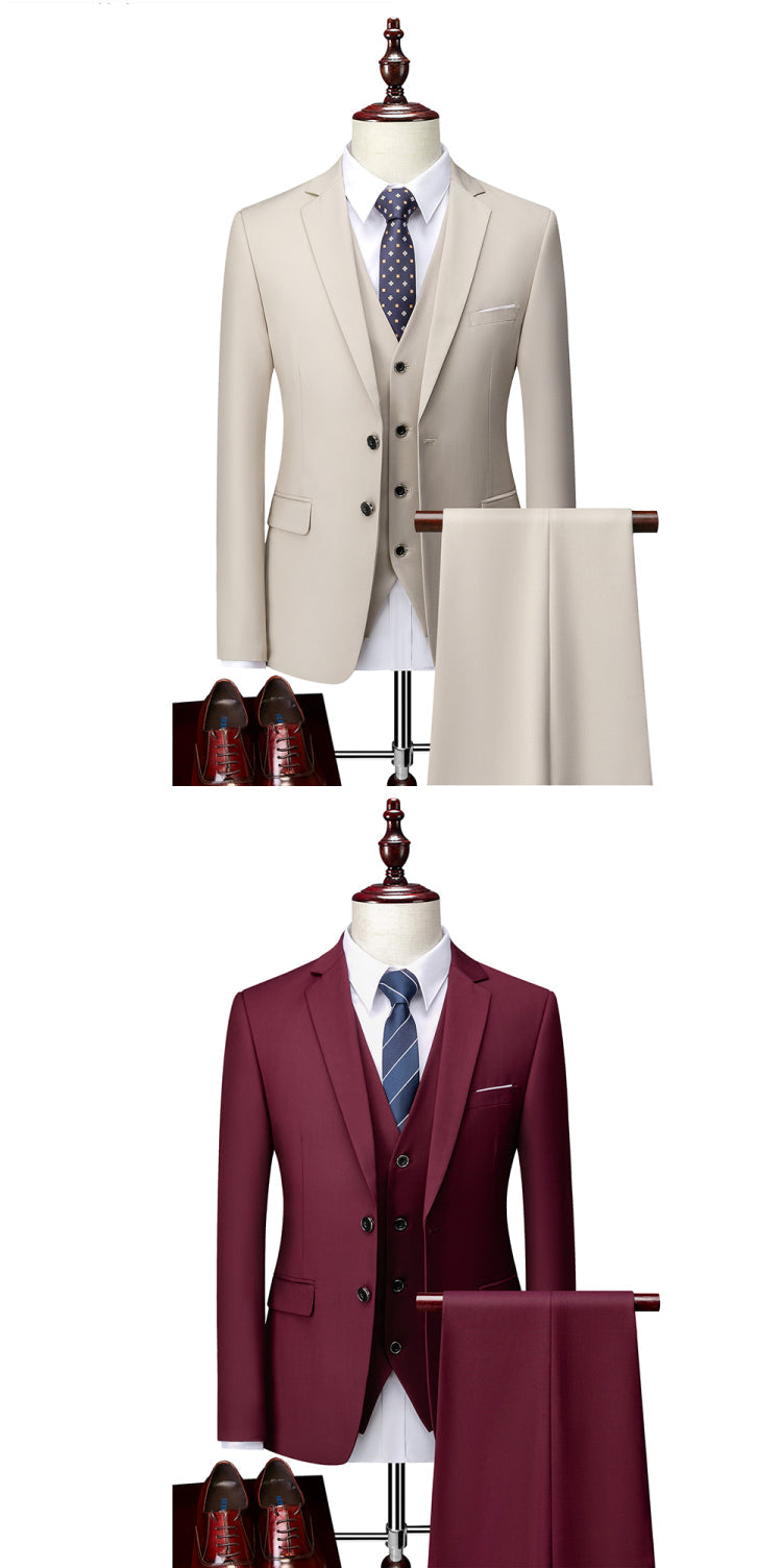 3 Piece ( Jacket + Vest + Pants ) Boutique Pure Color Mens Business Suit Three-piece and Two-piece Groom Wedding Formal Wear The Clothing Company Sydney