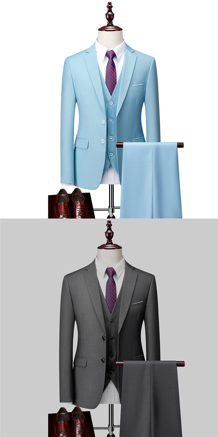 3 Piece ( Jacket + Vest + Pants ) Boutique Pure Color Mens Business Suit Three-piece and Two-piece Groom Wedding Formal Wear The Clothing Company Sydney