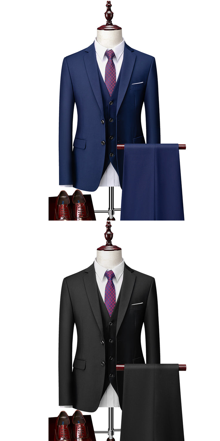 3 Piece ( Jacket + Vest + Pants ) Boutique Pure Color Mens Business Suit Three-piece and Two-piece Groom Wedding Formal Wear The Clothing Company Sydney