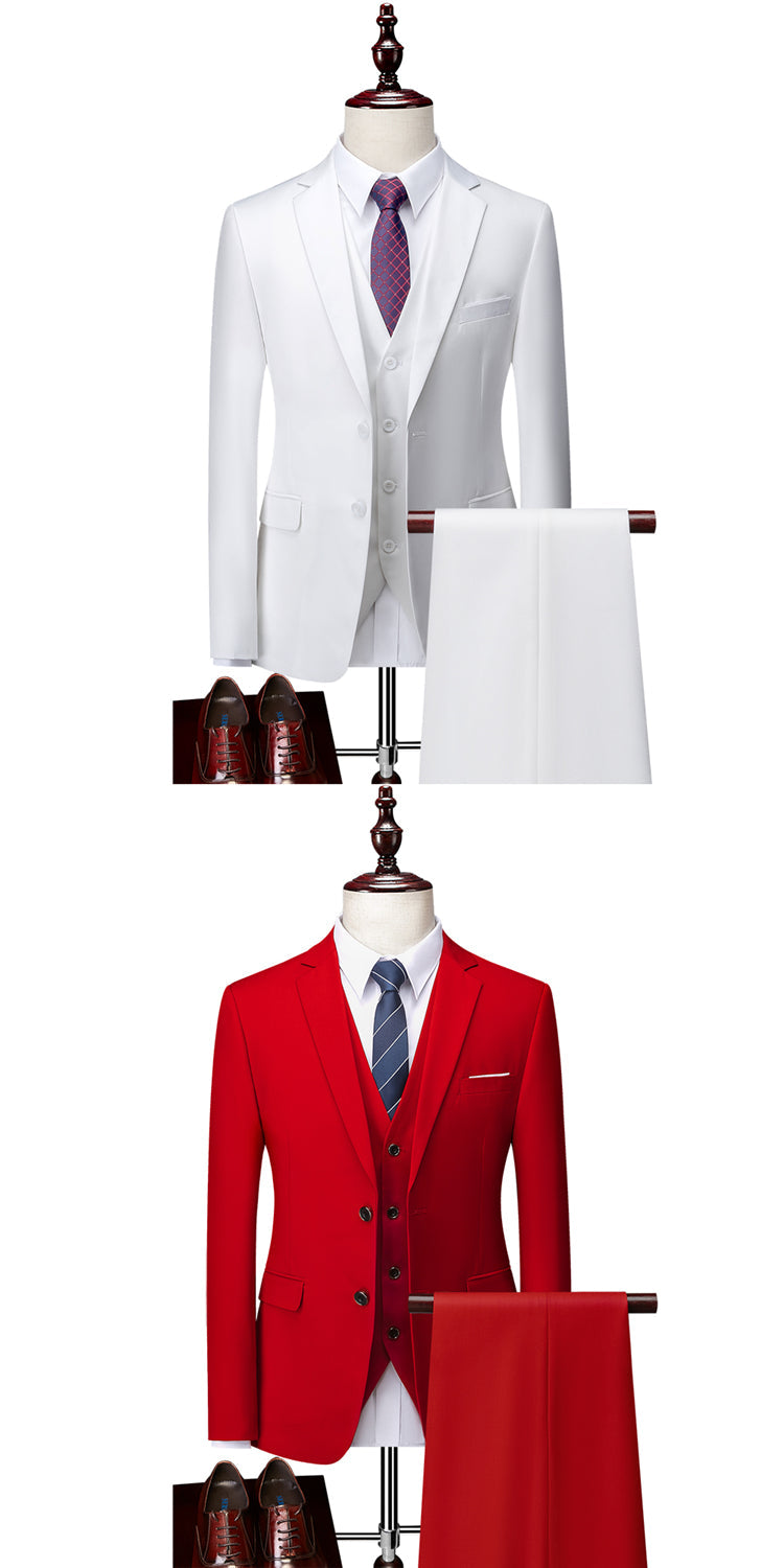 3 Piece ( Jacket + Vest + Pants ) Boutique Pure Color Mens Business Suit Three-piece and Two-piece Groom Wedding Formal Wear The Clothing Company Sydney