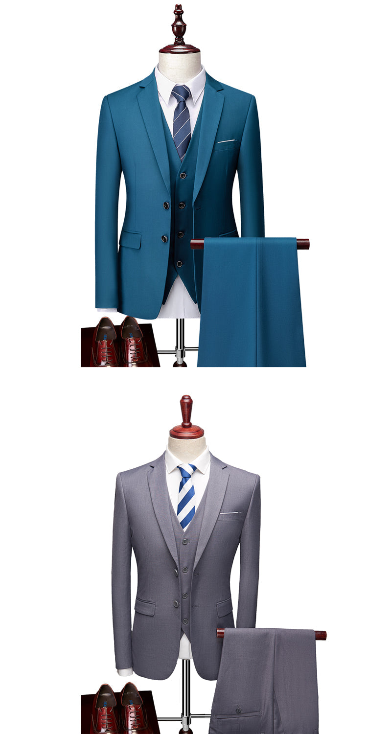 3 Piece ( Jacket + Vest + Pants ) Boutique Pure Color Mens Business Suit Three-piece and Two-piece Groom Wedding Formal Wear The Clothing Company Sydney