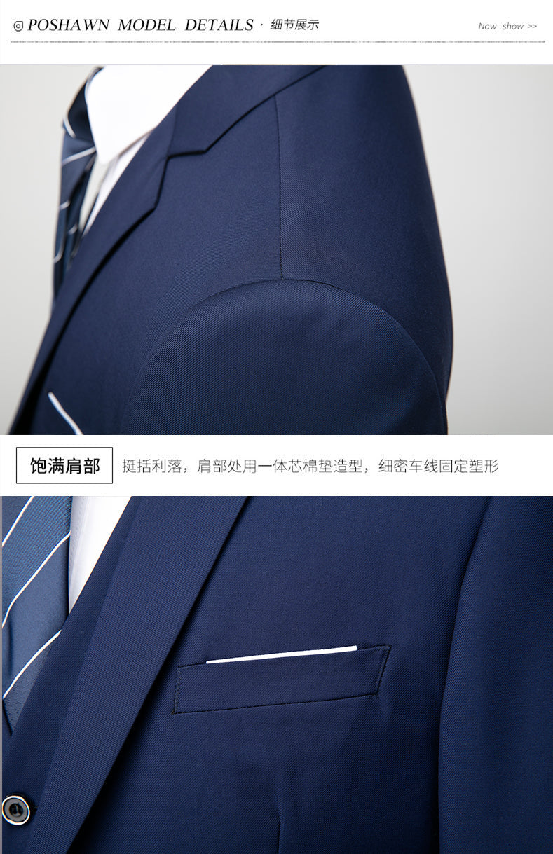 3 Piece ( Jacket + Vest + Pants ) Boutique Pure Color Mens Business Suit Three-piece and Two-piece Groom Wedding Formal Wear The Clothing Company Sydney
