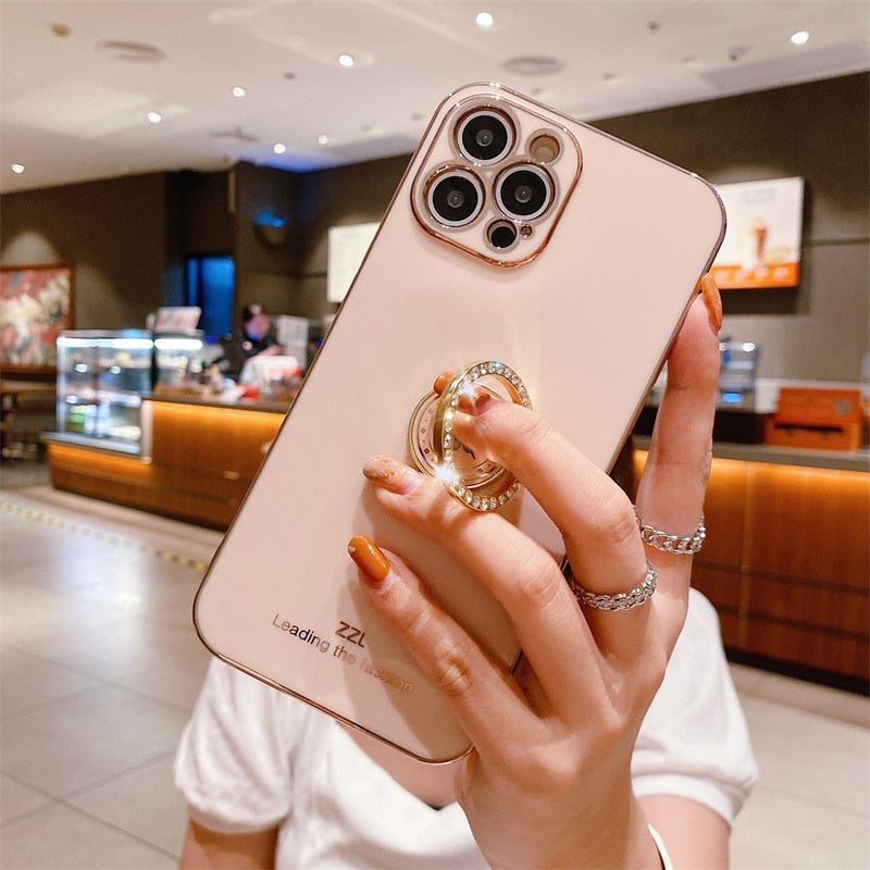 Clover Diamond Plating Ring Holder Stand Soft Case For IPhone 13 12 11 Pro MAX XS XR X 7 8 Plus 12 Mini SE 20 Bumper Cover The Clothing Company Sydney