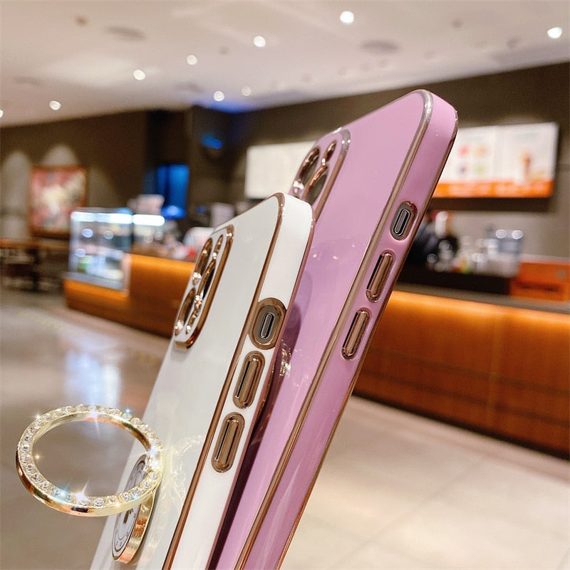 Clover Diamond Plating Ring Holder Stand Soft Case For IPhone 13 12 11 Pro MAX XS XR X 7 8 Plus 12 Mini SE 20 Bumper Cover The Clothing Company Sydney