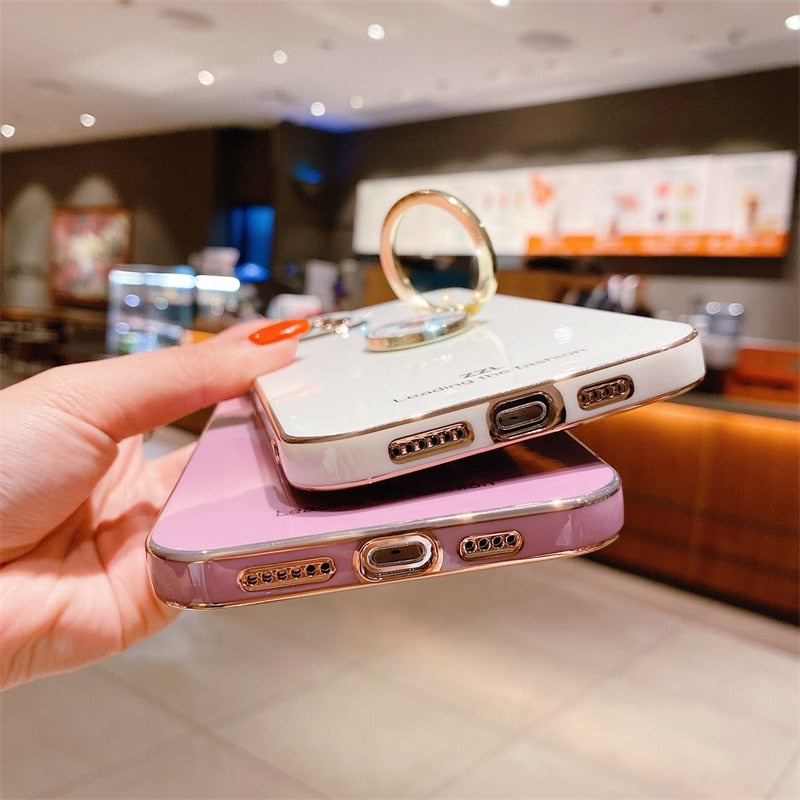 Clover Diamond Plating Ring Holder Stand Soft Case For IPhone 13 12 11 Pro MAX XS XR X 7 8 Plus 12 Mini SE 20 Bumper Cover The Clothing Company Sydney