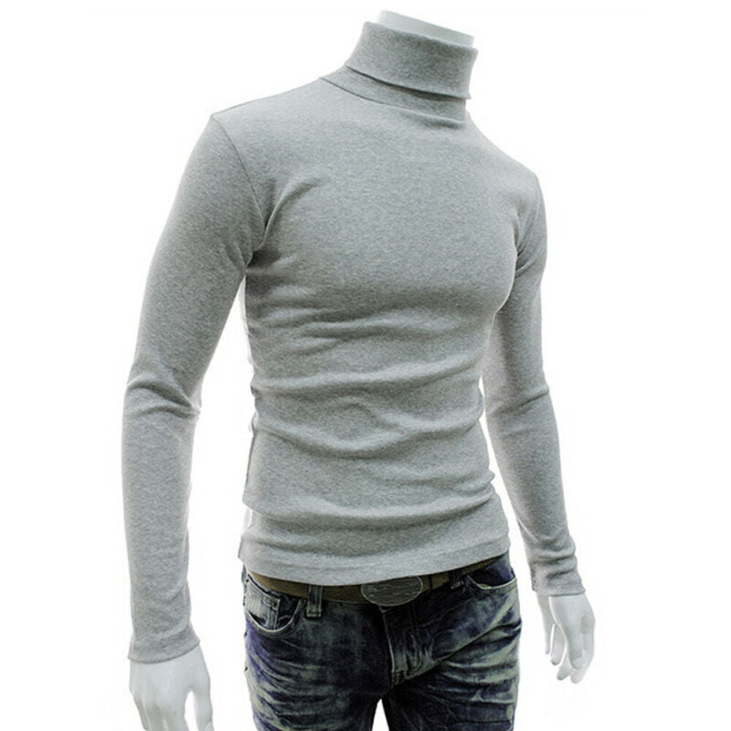Fashion Casual Men's Autumn Winter Warm Cotton Blend High Neck Pullover Jumper Solid Sweater Tops Turtleneck The Clothing Company Sydney