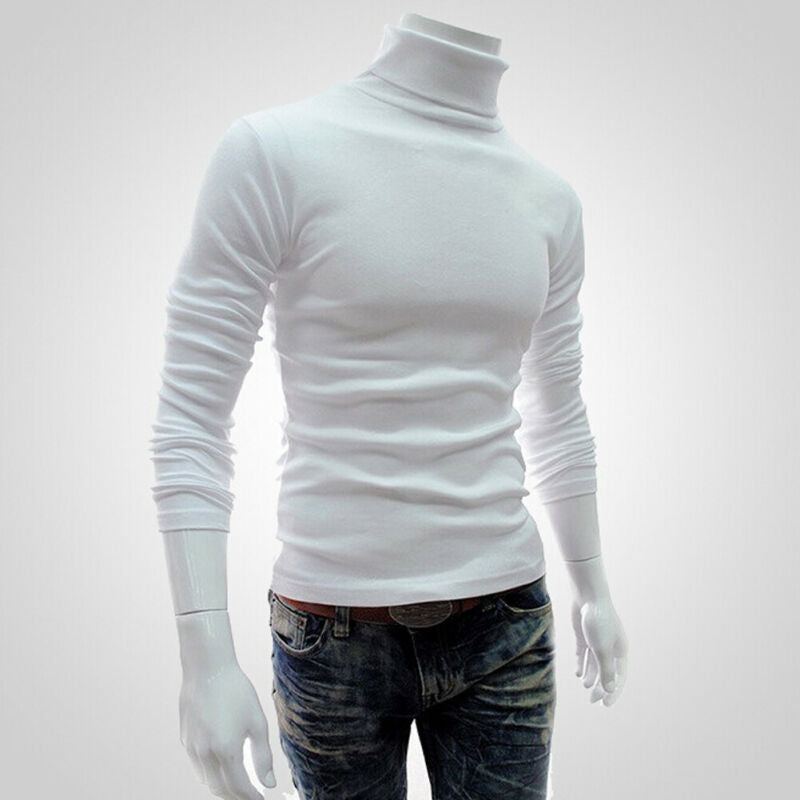 Fashion Casual Men's Autumn Winter Warm Cotton Blend High Neck Pullover Jumper Solid Sweater Tops Turtleneck The Clothing Company Sydney