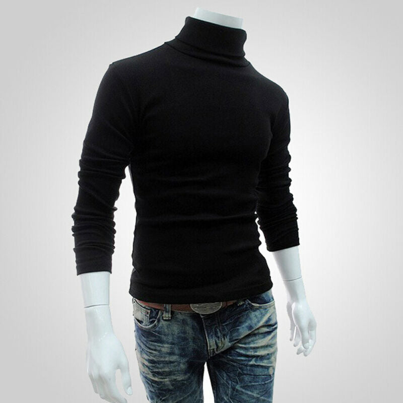 Fashion Casual Men's Autumn Winter Warm Cotton Blend High Neck Pullover Jumper Solid Sweater Tops Turtleneck The Clothing Company Sydney