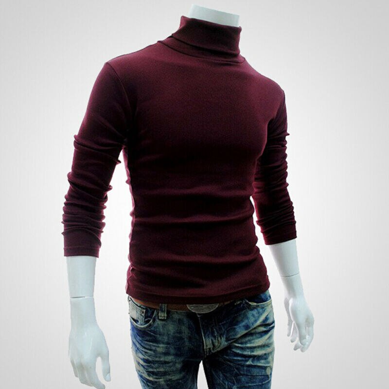 Fashion Casual Men's Autumn Winter Warm Cotton Blend High Neck Pullover Jumper Solid Sweater Tops Turtleneck The Clothing Company Sydney