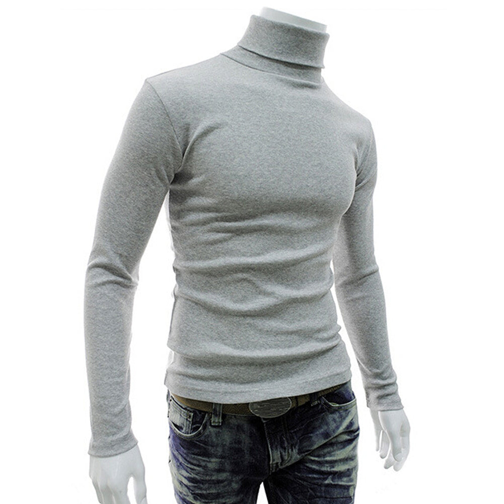 Fashion Casual Men's Autumn Winter Warm Cotton Blend High Neck Pullover Jumper Solid Sweater Tops Turtleneck The Clothing Company Sydney