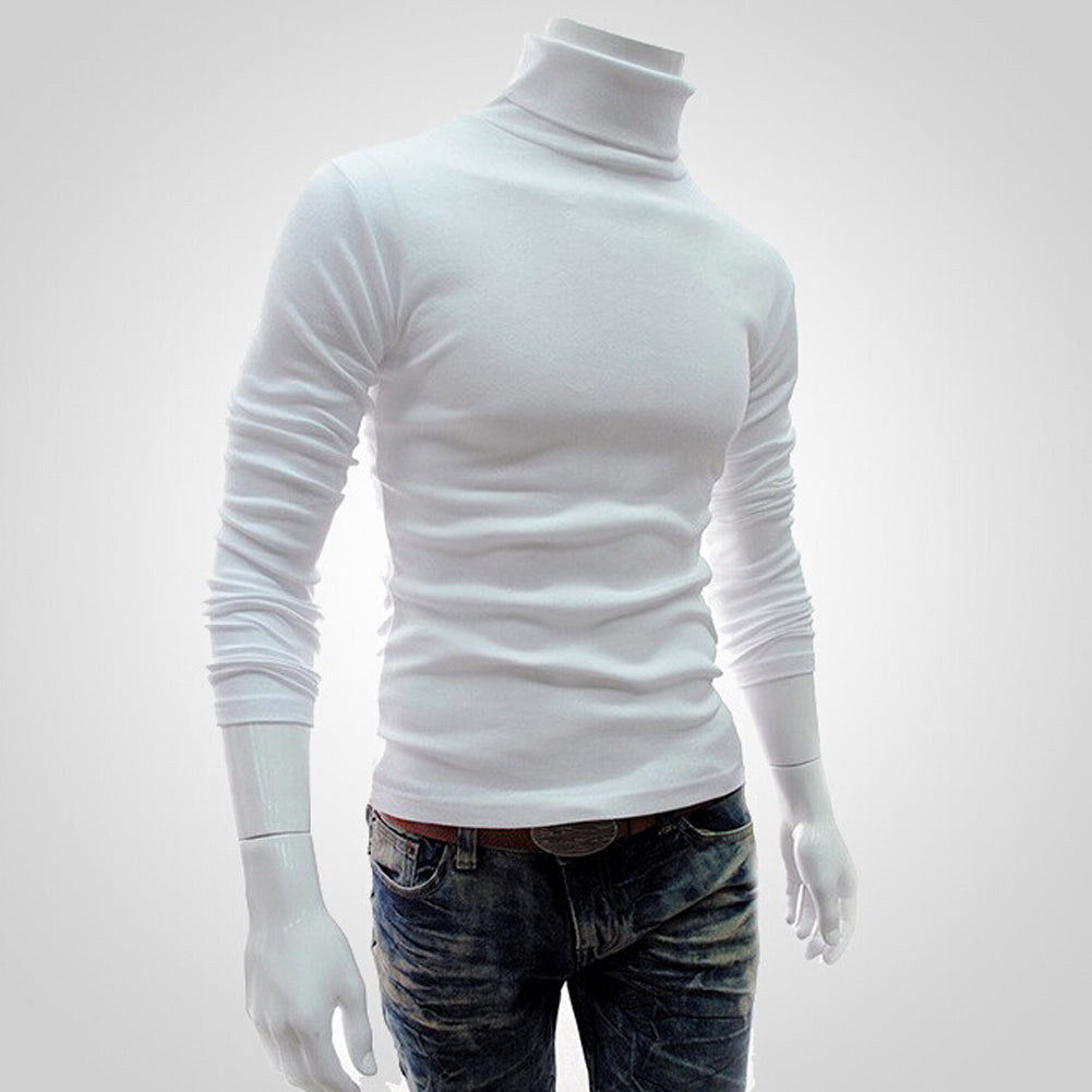 Fashion Casual Men's Autumn Winter Warm Cotton Blend High Neck Pullover Jumper Solid Sweater Tops Turtleneck The Clothing Company Sydney