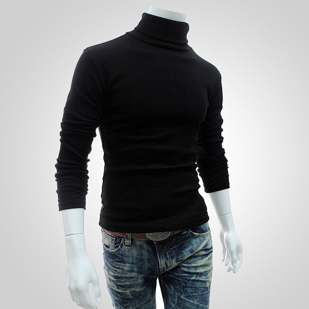 Fashion Casual Men's Autumn Winter Warm Cotton Blend High Neck Pullover Jumper Solid Sweater Tops Turtleneck The Clothing Company Sydney