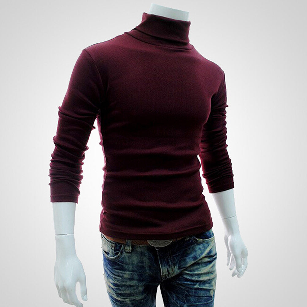 Fashion Casual Men's Autumn Winter Warm Cotton Blend High Neck Pullover Jumper Solid Sweater Tops Turtleneck The Clothing Company Sydney