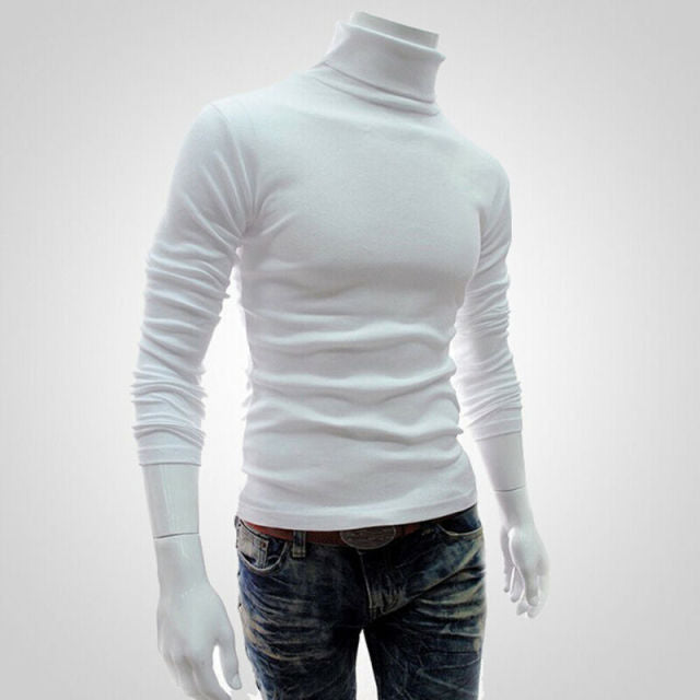 Fashion Casual Men's Autumn Winter Warm Cotton Blend High Neck Pullover Jumper Solid Sweater Tops Turtleneck The Clothing Company Sydney