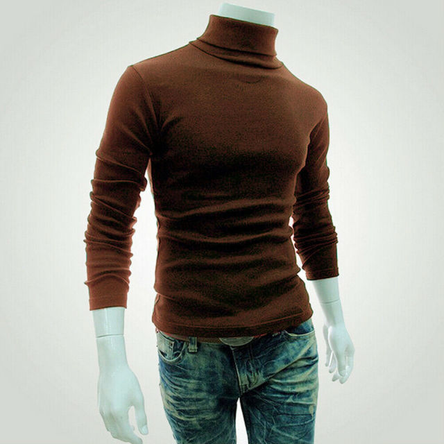 Fashion Casual Men's Autumn Winter Warm Cotton Blend High Neck Pullover Jumper Solid Sweater Tops Turtleneck The Clothing Company Sydney