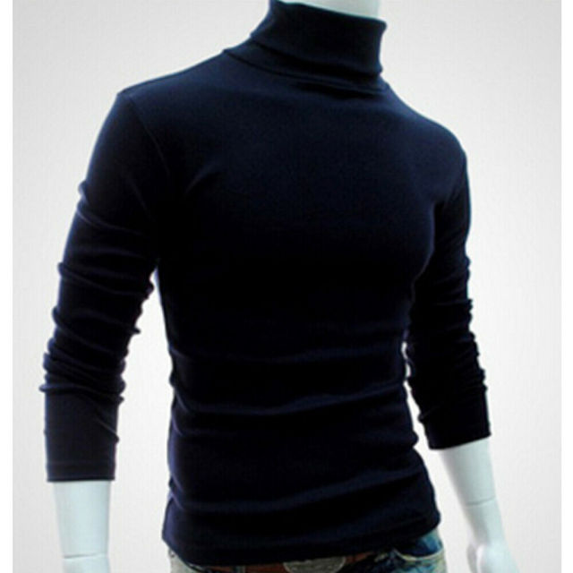 Fashion Casual Men's Autumn Winter Warm Cotton Blend High Neck Pullover Jumper Solid Sweater Tops Turtleneck The Clothing Company Sydney