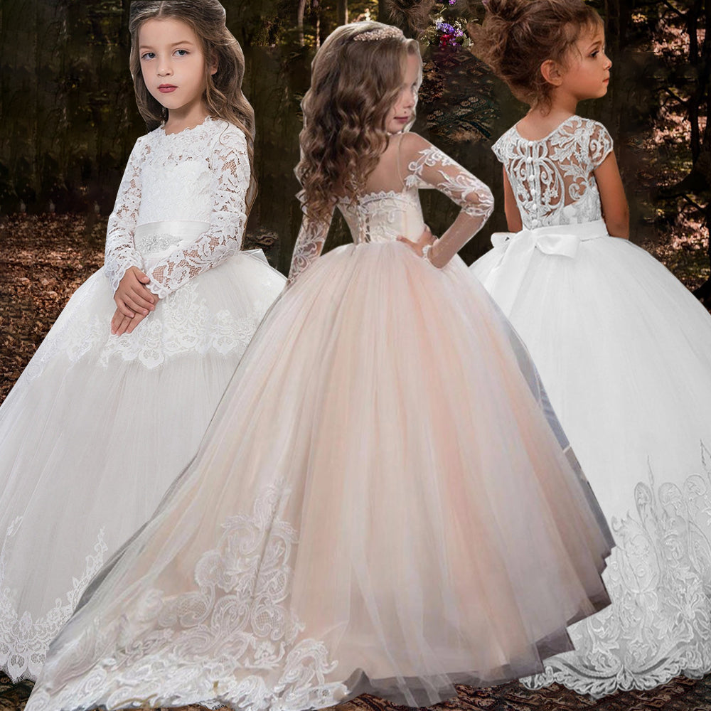 Bridesmaid Girls Teenager Kids Children Long Lace Princess Party Wedding Dress The Clothing Company Sydney