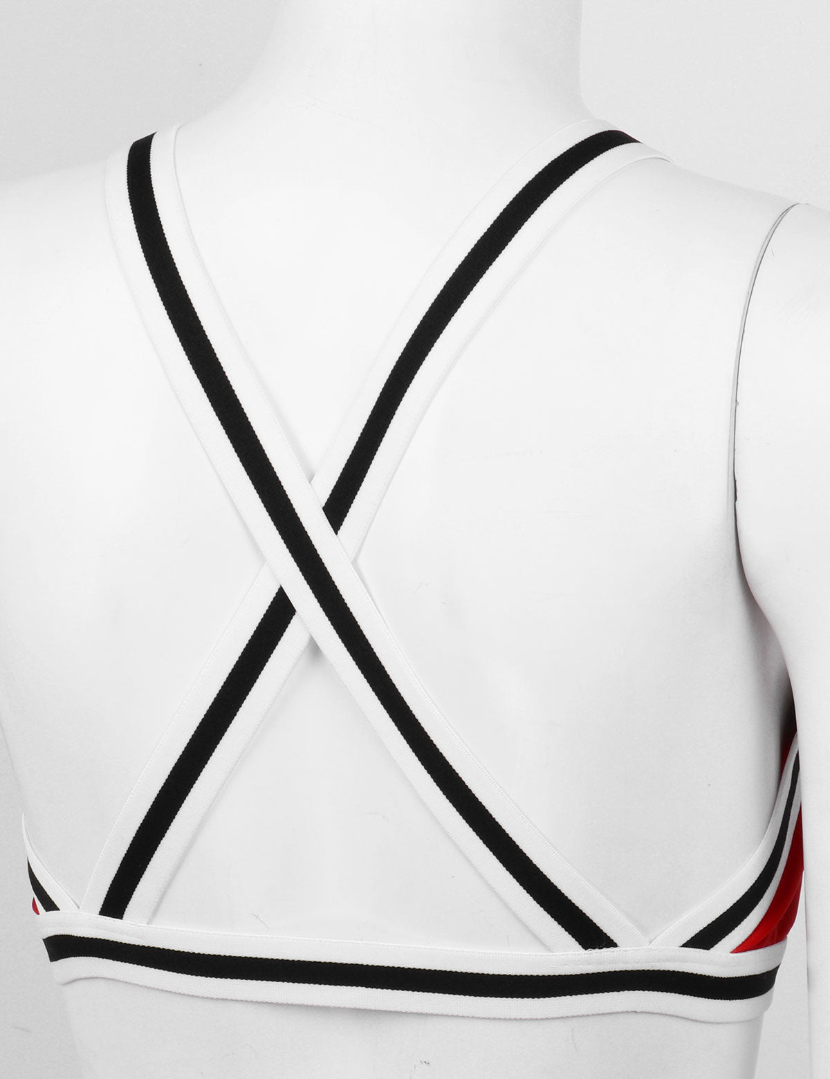 2 Piece Cheerleader Costume Cosplay Elastic Striped Shoulder Straps Back Cross Crop Top with High Waist Pleated Skirt The Clothing Company Sydney