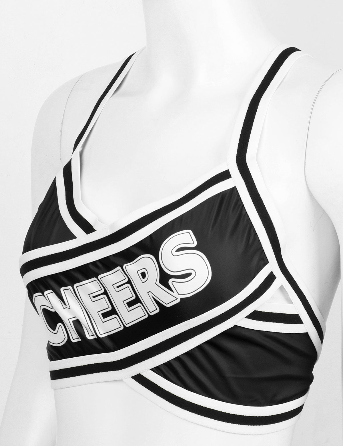 2 Piece Cheerleader Costume Cosplay Elastic Striped Shoulder Straps Back Cross Crop Top with High Waist Pleated Skirt The Clothing Company Sydney