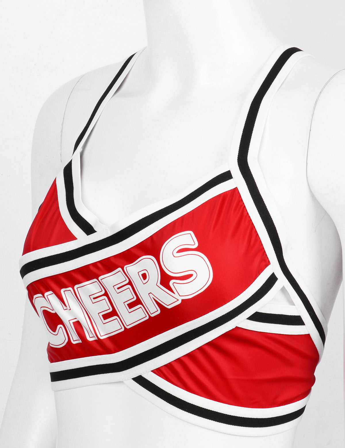 2 Piece Cheerleader Costume Cosplay Elastic Striped Shoulder Straps Back Cross Crop Top with High Waist Pleated Skirt The Clothing Company Sydney