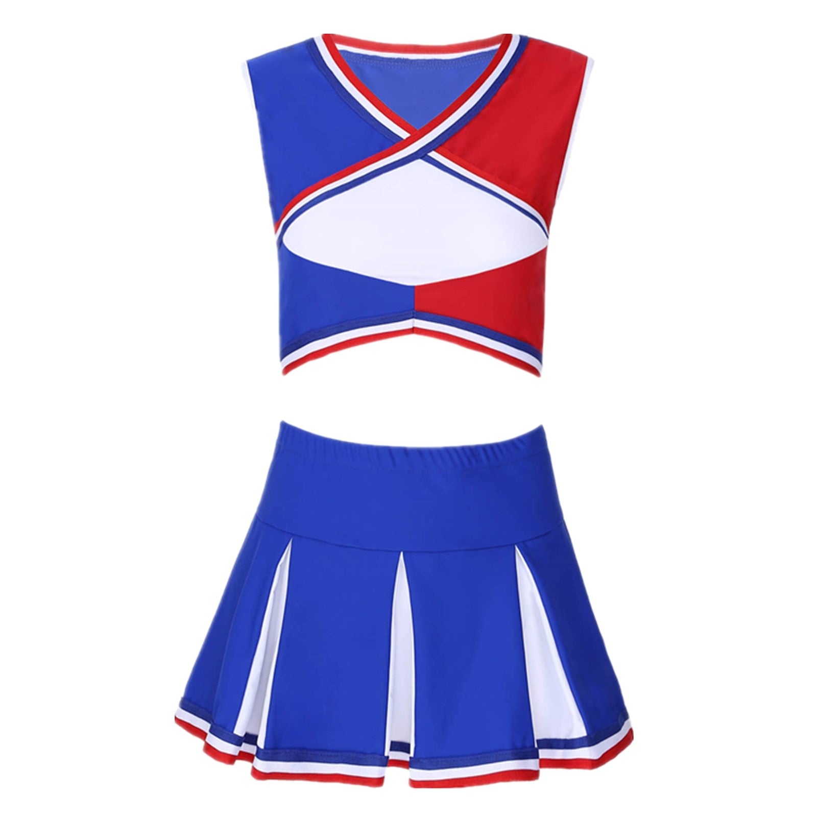 2 Piece Cheerleader Costume Cosplay Elastic Striped Shoulder Straps Back Cross Crop Top with High Waist Pleated Skirt The Clothing Company Sydney