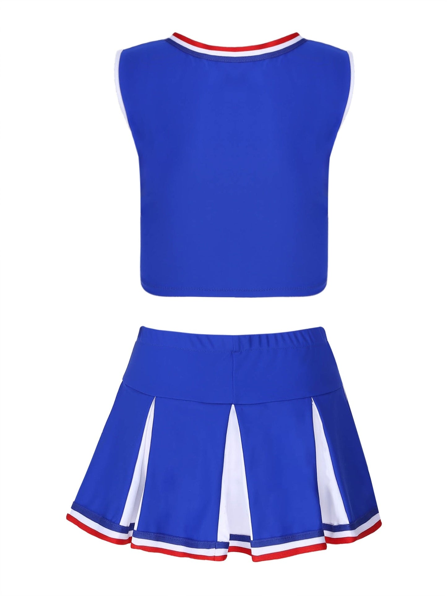 2 Piece Cheerleader Costume Cosplay Elastic Striped Shoulder Straps Back Cross Crop Top with High Waist Pleated Skirt The Clothing Company Sydney