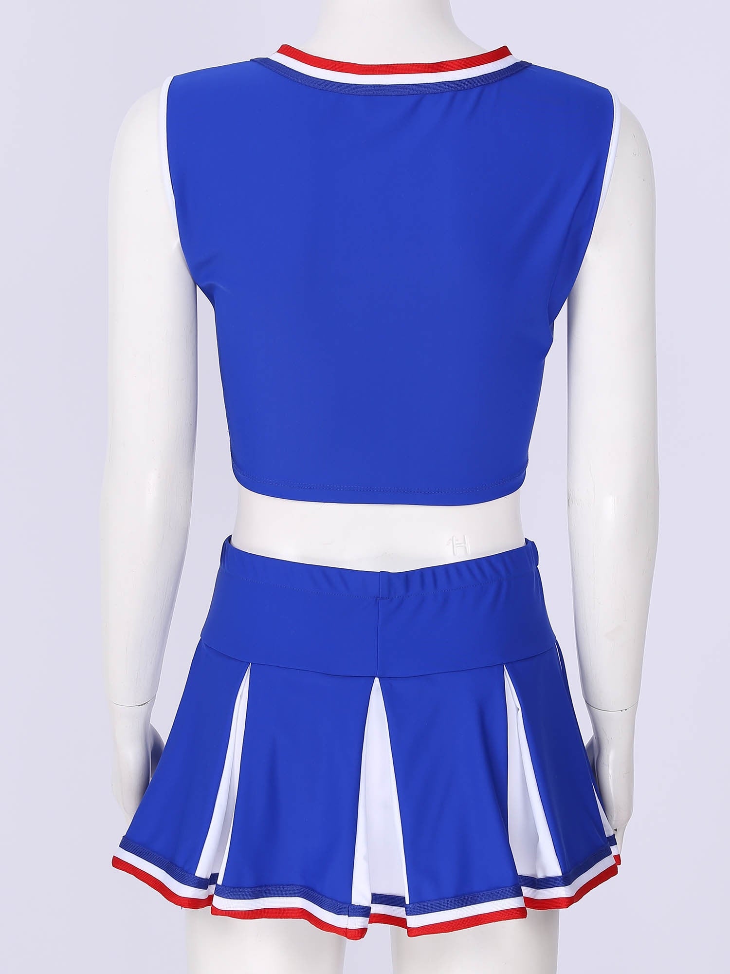 2 Piece Cheerleader Costume Cosplay Elastic Striped Shoulder Straps Back Cross Crop Top with High Waist Pleated Skirt The Clothing Company Sydney