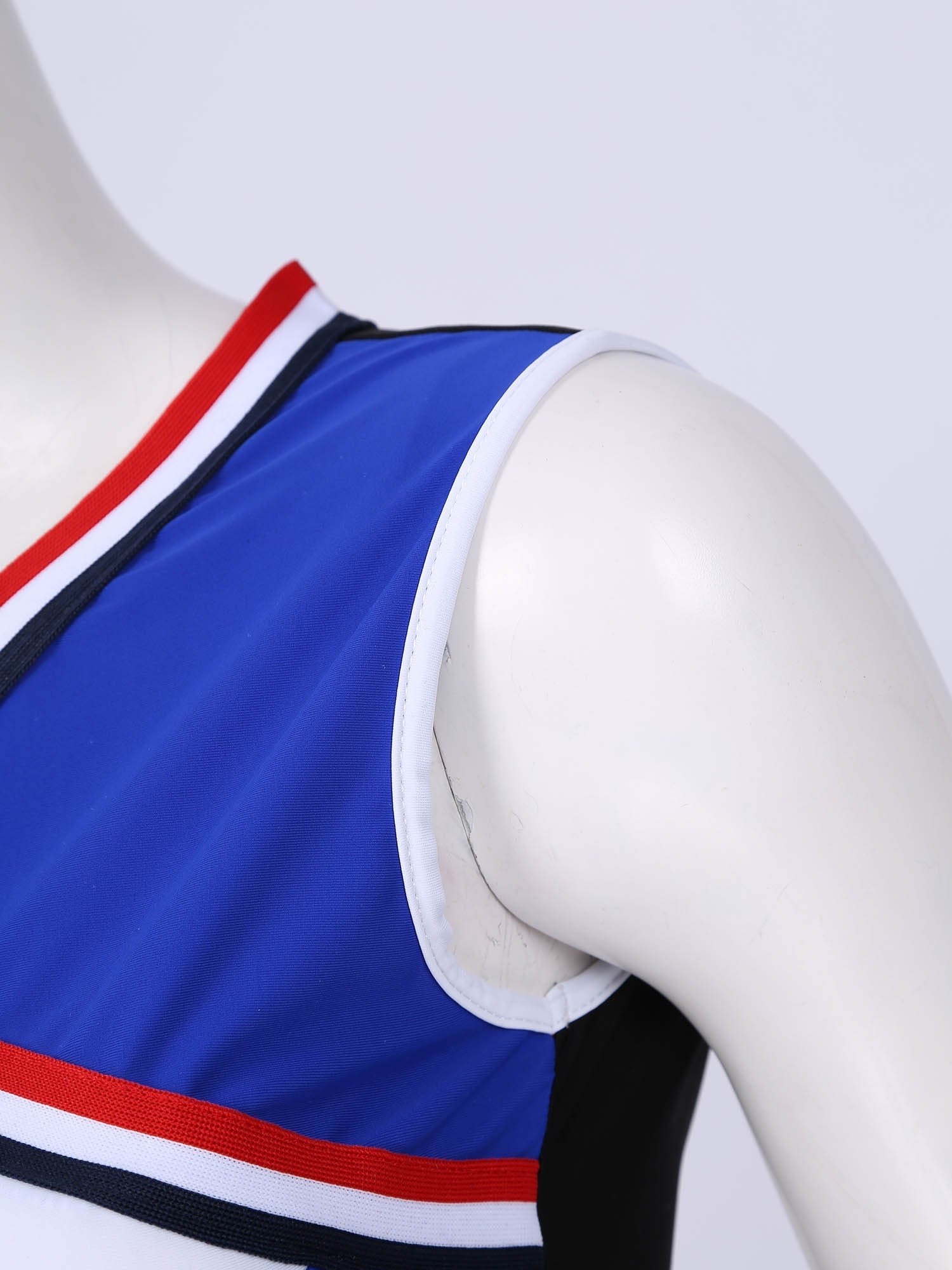2 Piece Cheerleader Costume Cosplay Elastic Striped Shoulder Straps Back Cross Crop Top with High Waist Pleated Skirt The Clothing Company Sydney