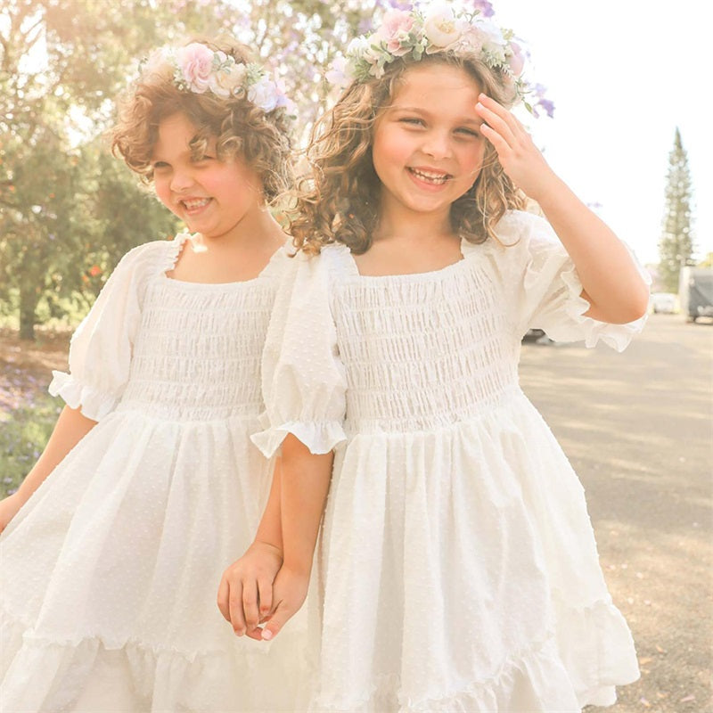 Girls Princess Kids Summer Fairy Puff Short Sleeve Elegant Birthday Party Ball Gown Dress The Clothing Company Sydney