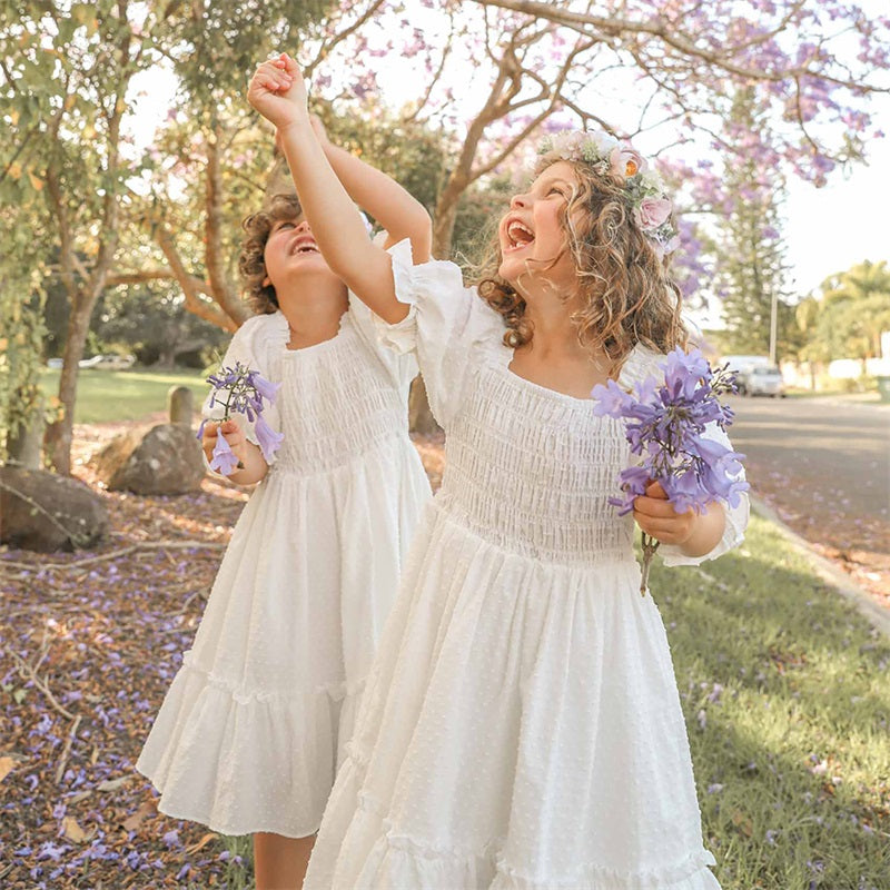 Girls Princess Kids Summer Fairy Puff Short Sleeve Elegant Birthday Party Ball Gown Dress The Clothing Company Sydney