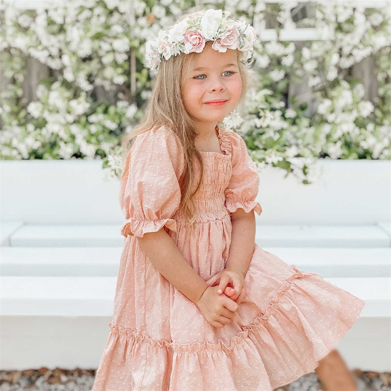 Girls Princess Kids Summer Fairy Puff Short Sleeve Elegant Birthday Party Ball Gown Dress The Clothing Company Sydney