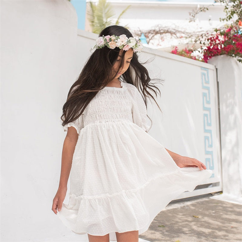 Girls Princess Kids Summer Fairy Puff Short Sleeve Elegant Birthday Party Ball Gown Dress The Clothing Company Sydney