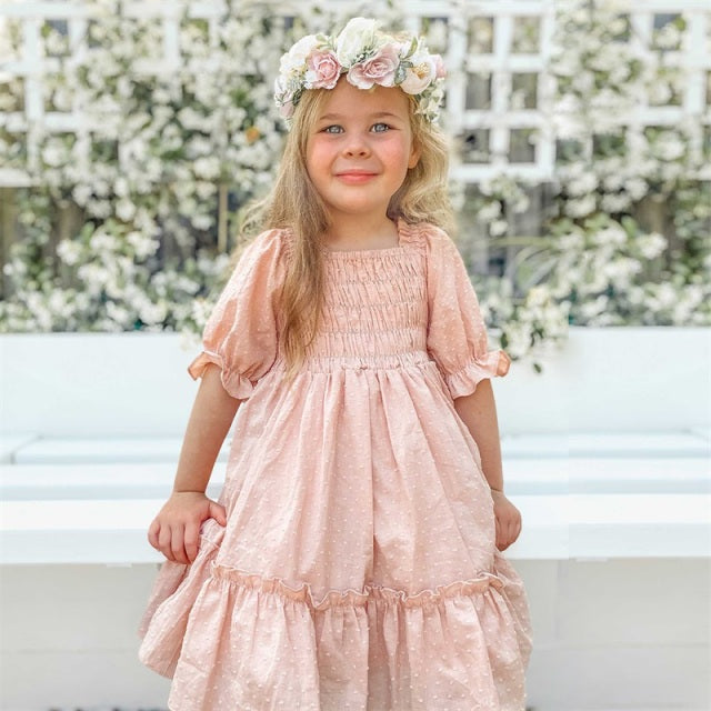 Girls Princess Kids Summer Fairy Puff Short Sleeve Elegant Birthday Party Ball Gown Dress The Clothing Company Sydney