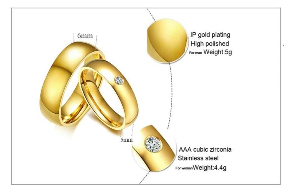 Classic Wedding Rings for Women Men Gold Colour Stainless Steel Couple Band Anniversary Personalized Ring The Clothing Company Sydney
