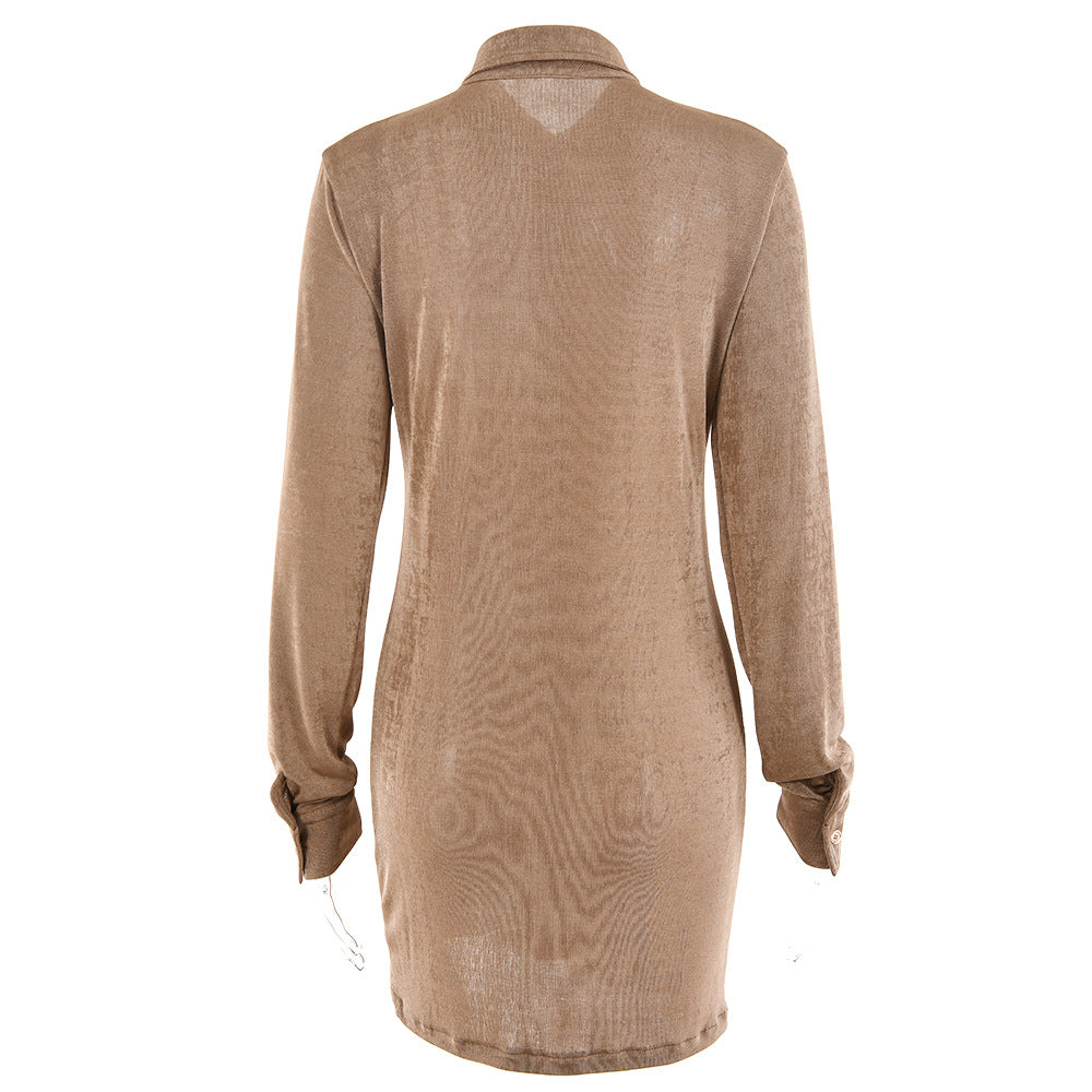 Turn-Down Collar Green Shirt Club Party Long Sleeve Button Mini Dress Spring Streetwear The Clothing Company Sydney