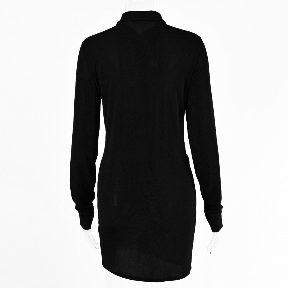 Turn-Down Collar Green Shirt Club Party Long Sleeve Button Mini Dress Spring Streetwear The Clothing Company Sydney
