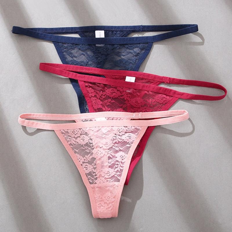 2 pack Floral Thongs Lace G-String Low Waist Panties Underwear Hollow Out T-Back Transparent Briefs The Clothing Company Sydney