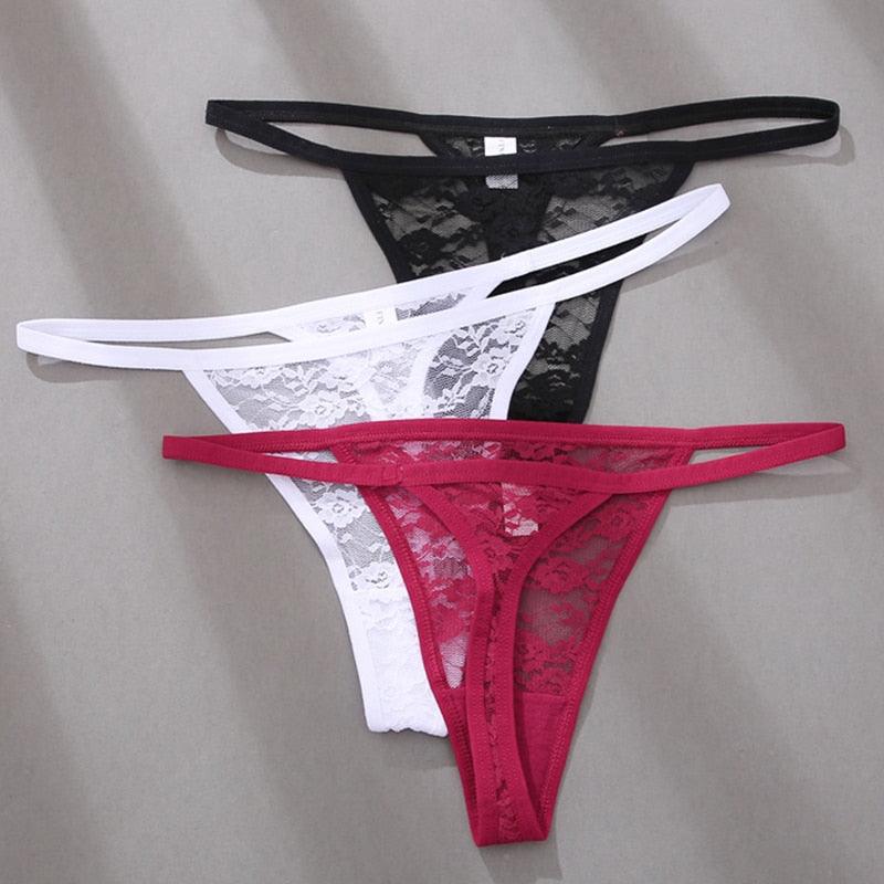 2 pack Floral Thongs Lace G-String Low Waist Panties Underwear Hollow Out T-Back Transparent Briefs The Clothing Company Sydney