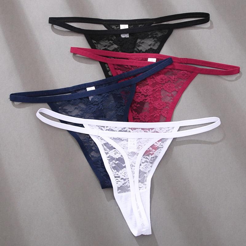 2 pack Floral Thongs Lace G-String Low Waist Panties Underwear Hollow Out T-Back Transparent Briefs The Clothing Company Sydney