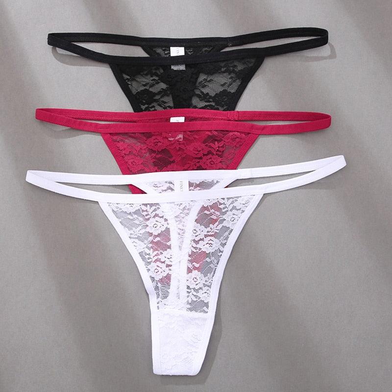 2 pack Floral Thongs Lace G-String Low Waist Panties Underwear Hollow Out T-Back Transparent Briefs The Clothing Company Sydney